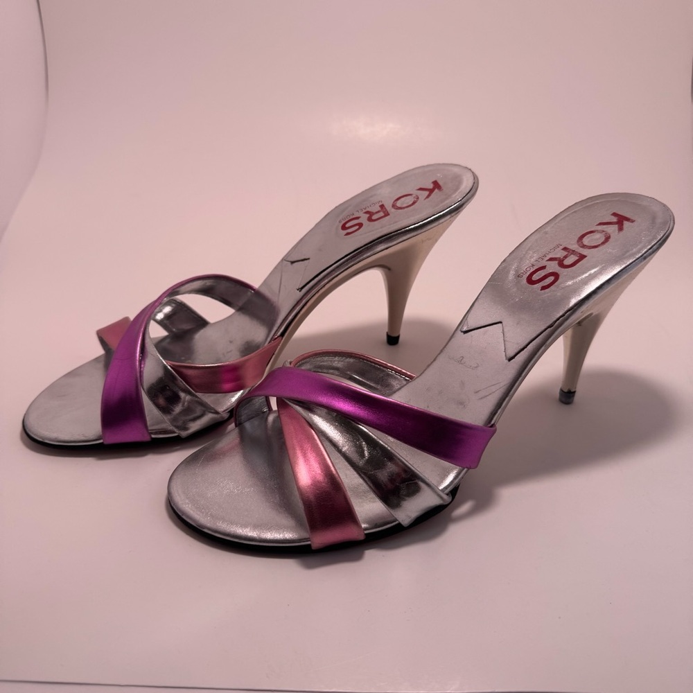 Michael Kors Women's Silver and Pink Mirrored Heels